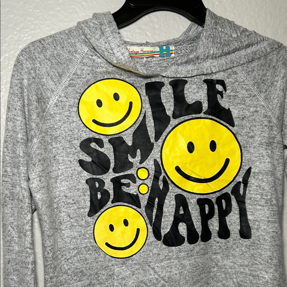Vintage Havana Gray Hoodie with Yellow Smiley - Picture 4 of 8
